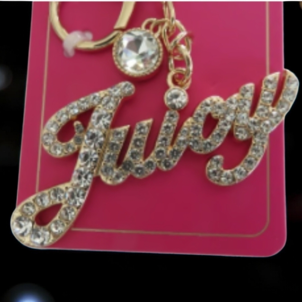 Juicy Couture Gold Crystal 'Juicy' Script Keychain - Picture 2 of 4